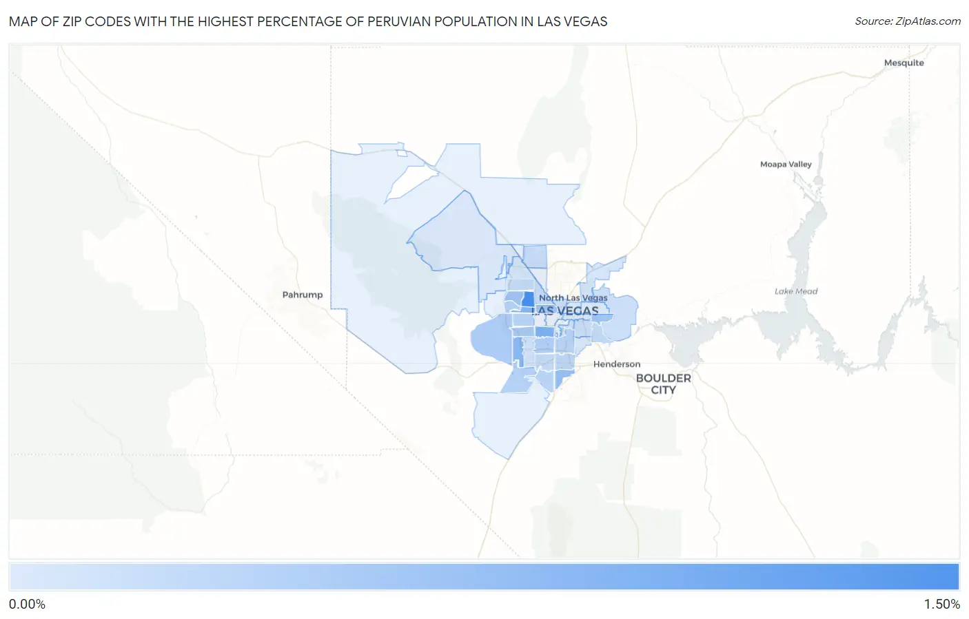 Zip Codes with the Highest Percentage of Peruvian Population in Las Vegas Map