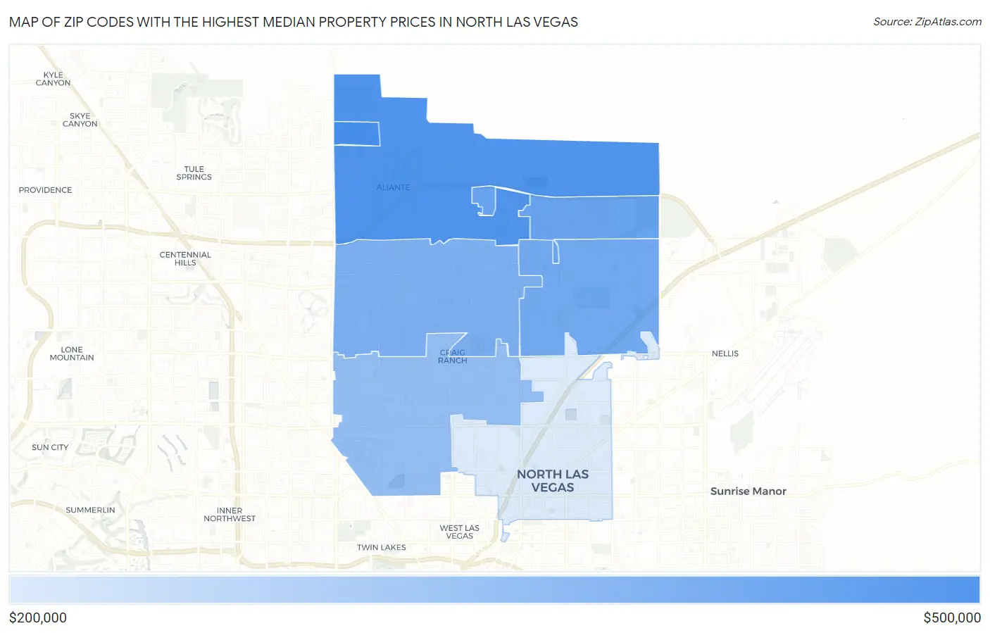 Zip Codes with the Highest Median Property Prices in North Las Vegas Map