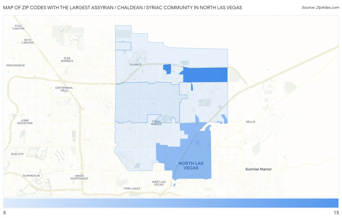 Zip Codes with the Largest Assyrian / Chaldean / Syriac Community in North Las Vegas Map