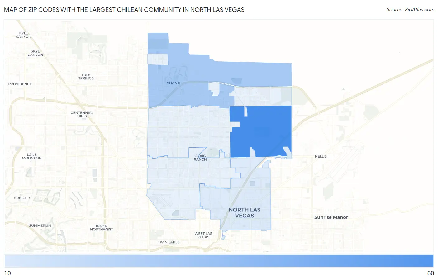 Zip Codes with the Largest Chilean Community in North Las Vegas Map