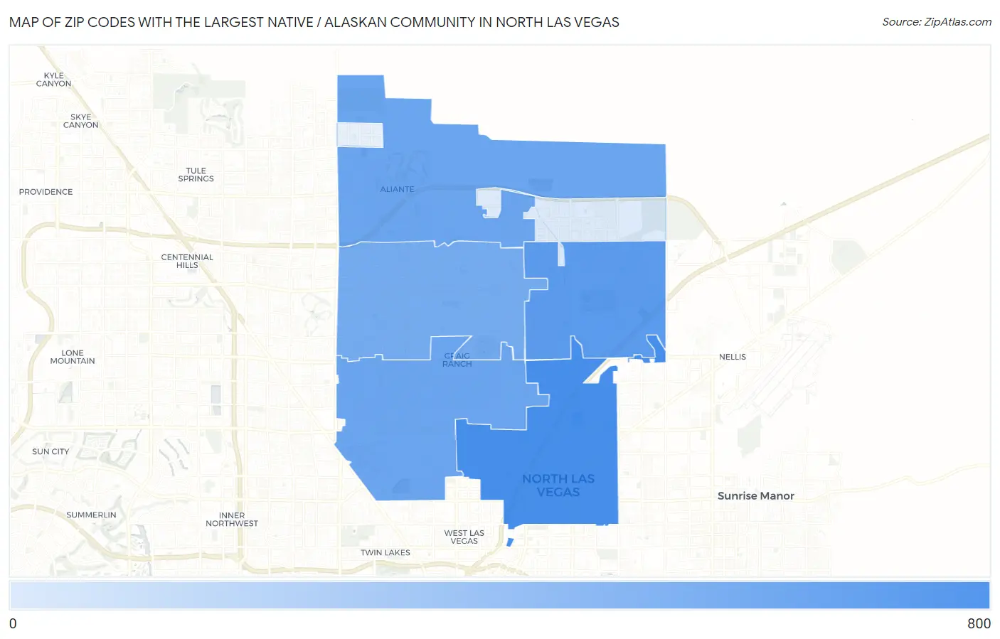 Zip Codes with the Largest Native / Alaskan Community in North Las Vegas Map