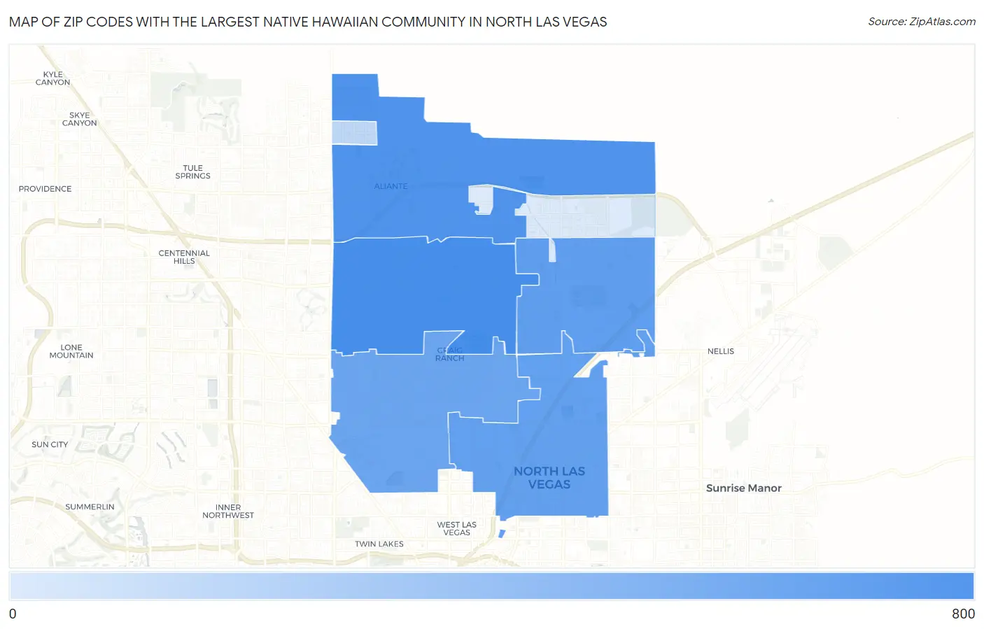 Zip Codes with the Largest Native Hawaiian Community in North Las Vegas Map