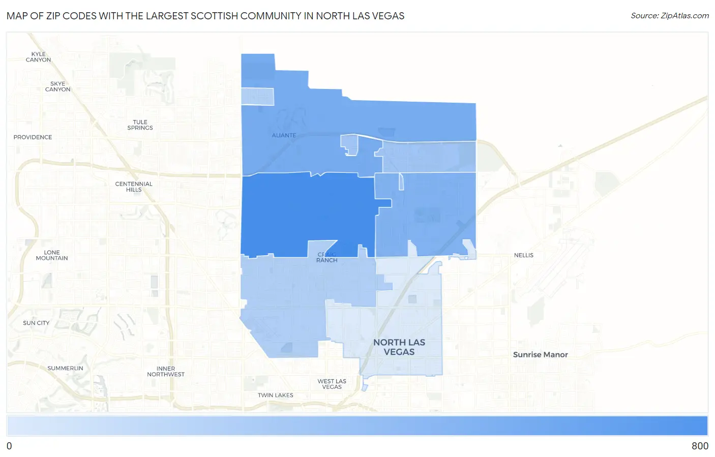 Zip Codes with the Largest Scottish Community in North Las Vegas Map