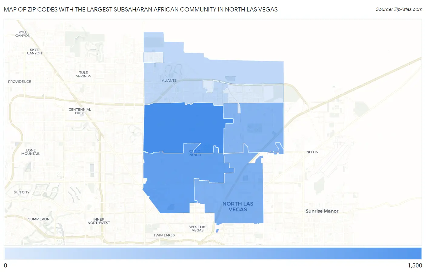 Zip Codes with the Largest Subsaharan African Community in North Las Vegas Map