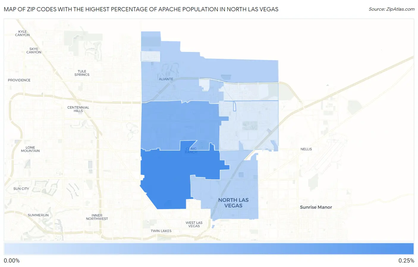 Zip Codes with the Highest Percentage of Apache Population in North Las Vegas Map