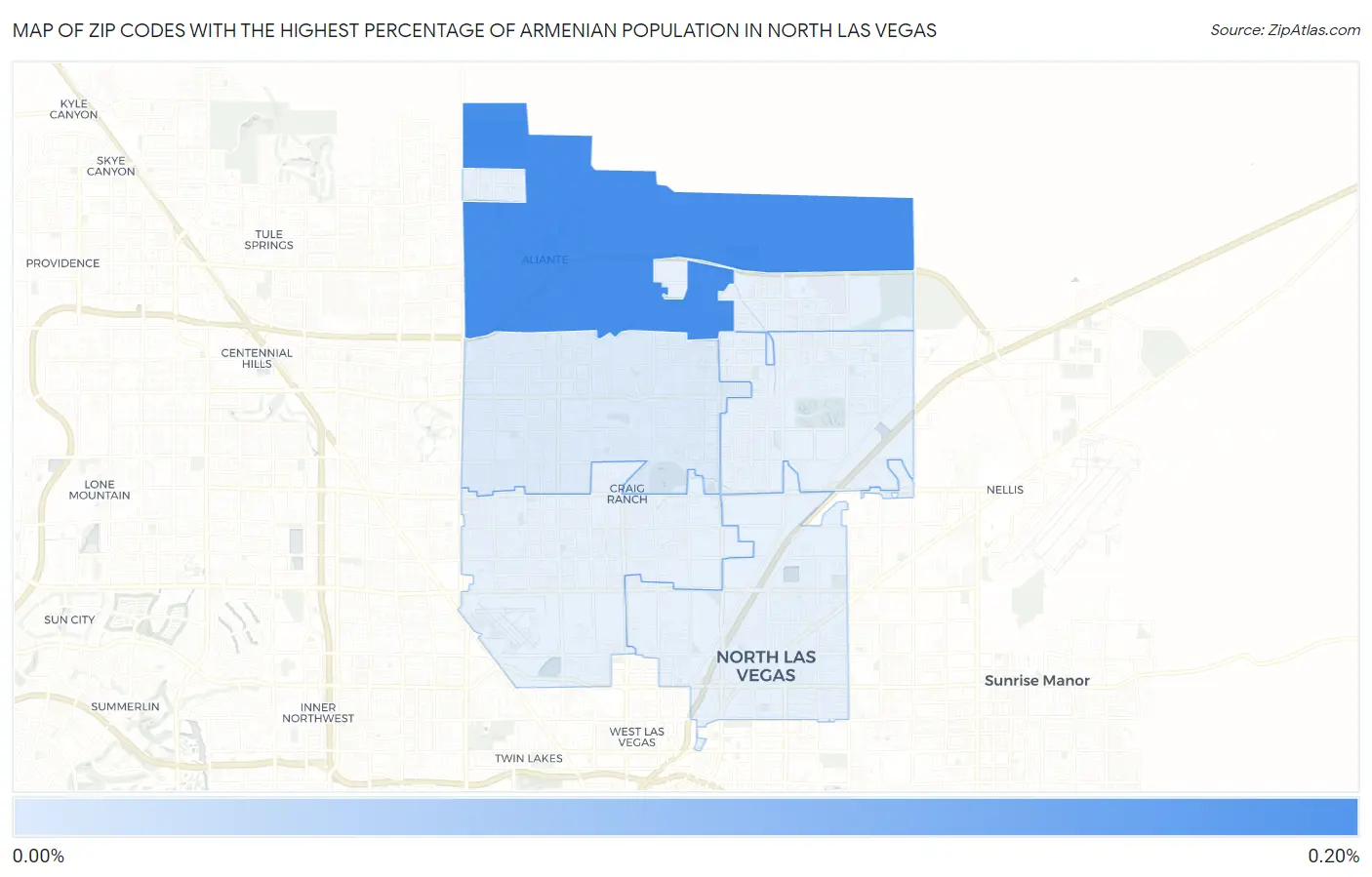 Zip Codes with the Highest Percentage of Armenian Population in North Las Vegas Map