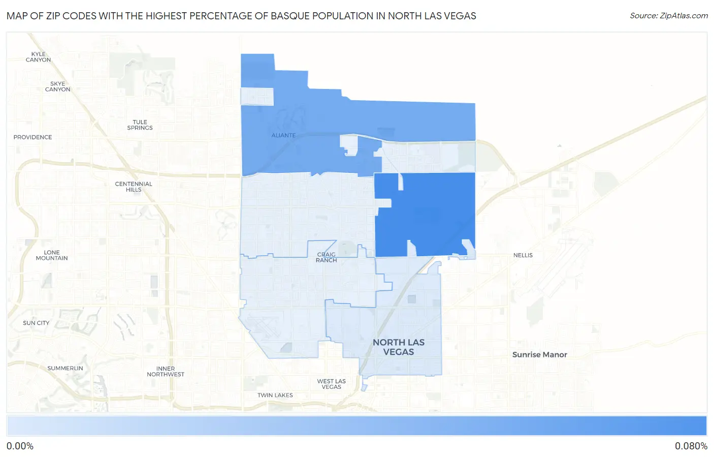 Zip Codes with the Highest Percentage of Basque Population in North Las Vegas Map