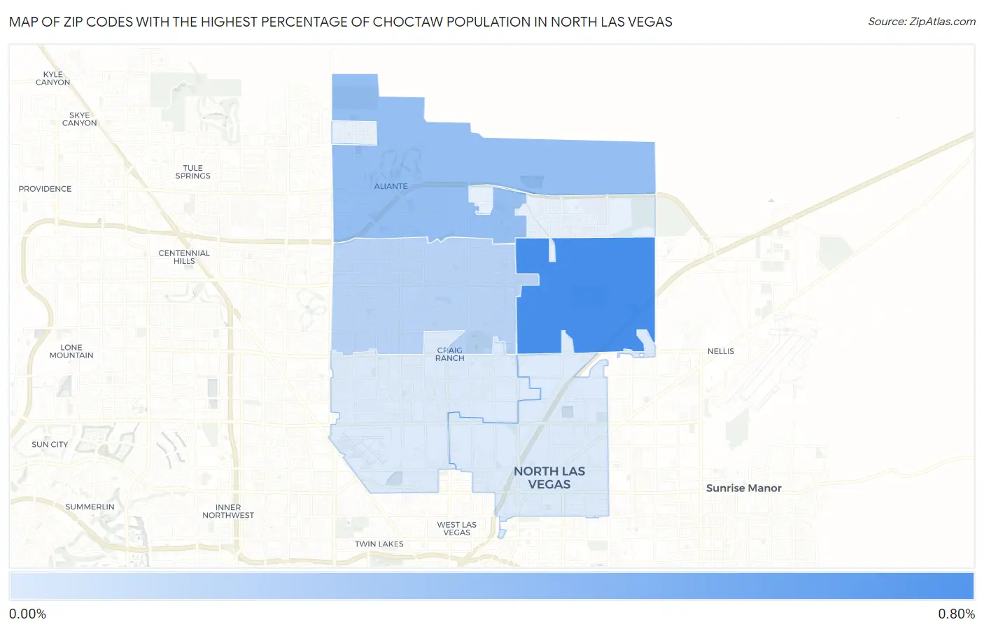 Zip Codes with the Highest Percentage of Choctaw Population in North Las Vegas Map