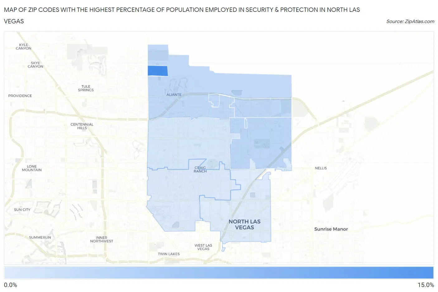 Zip Codes with the Highest Percentage of Population Employed in Security & Protection in North Las Vegas Map