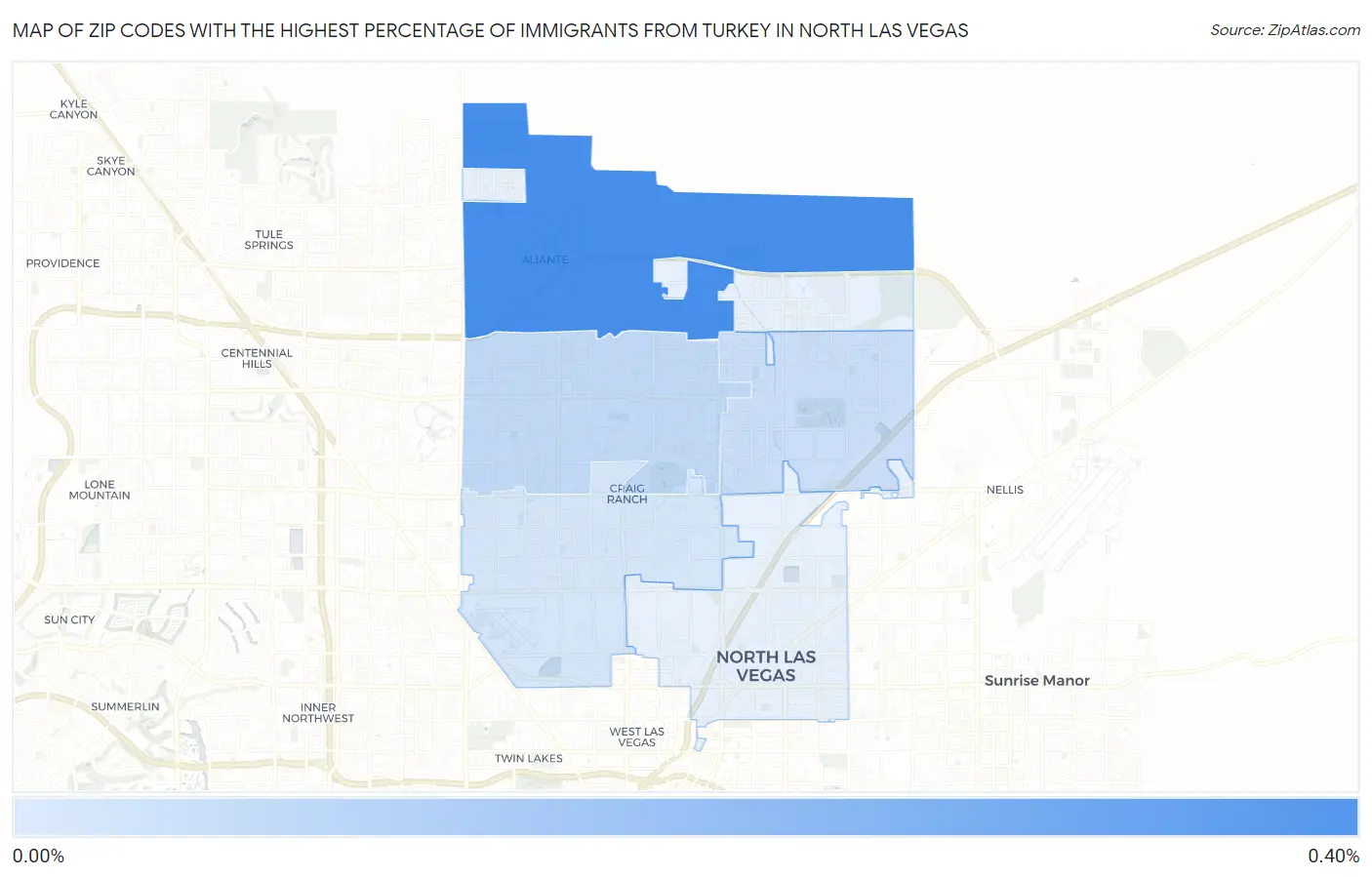 Zip Codes with the Highest Percentage of Immigrants from Turkey in North Las Vegas Map