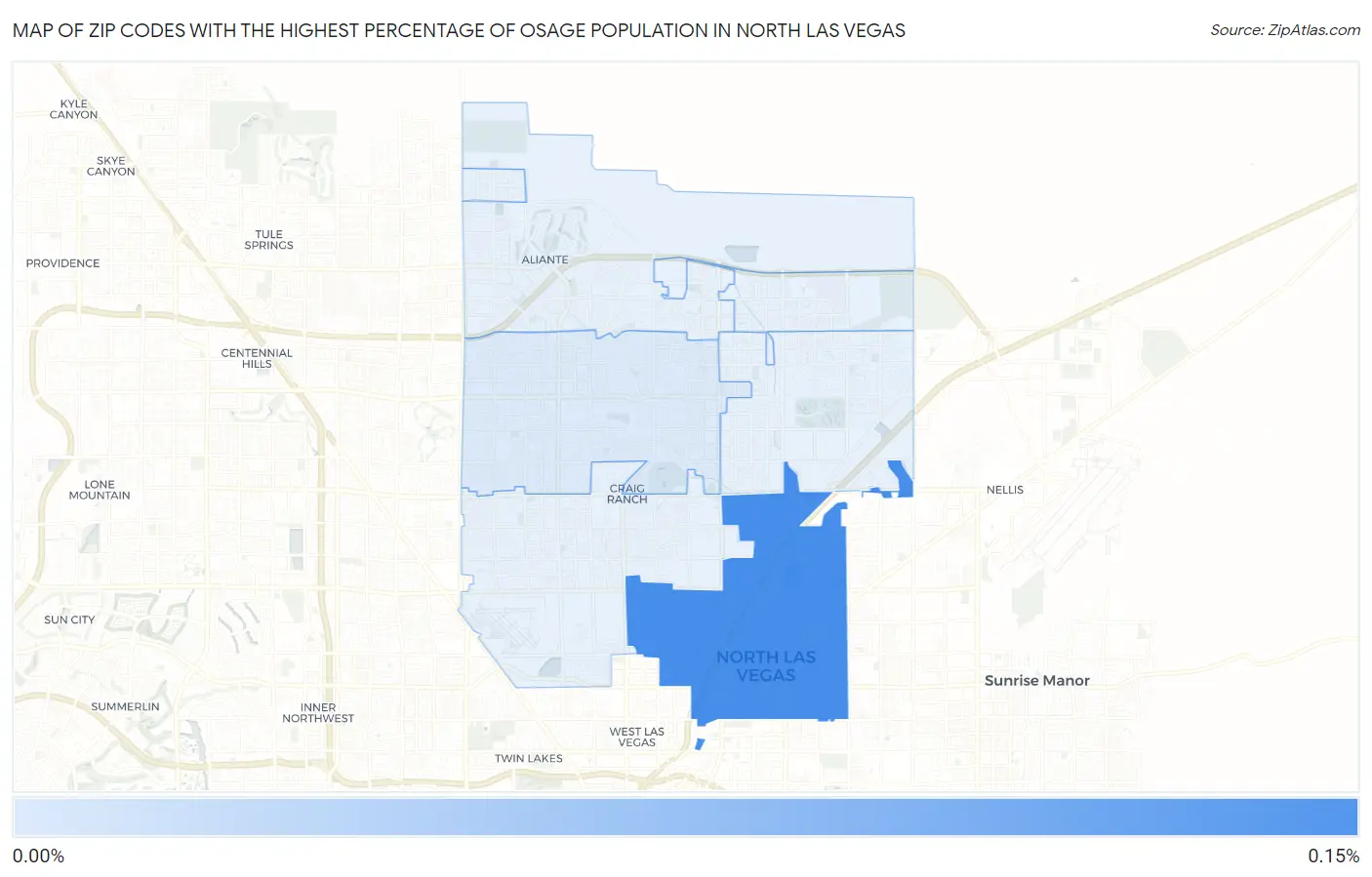 Zip Codes with the Highest Percentage of Osage Population in North Las Vegas Map