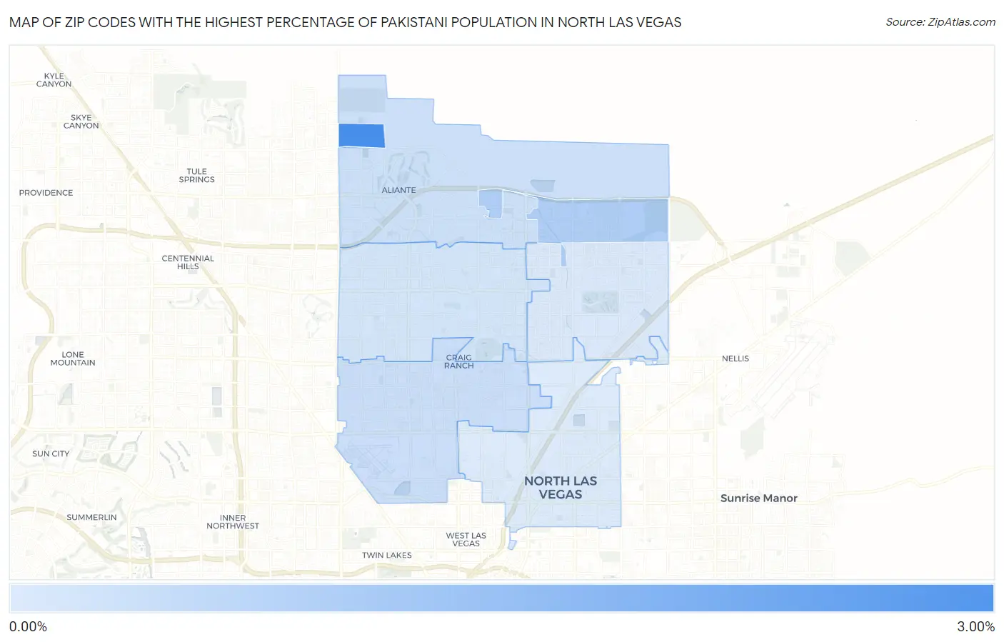 Zip Codes with the Highest Percentage of Pakistani Population in North Las Vegas Map