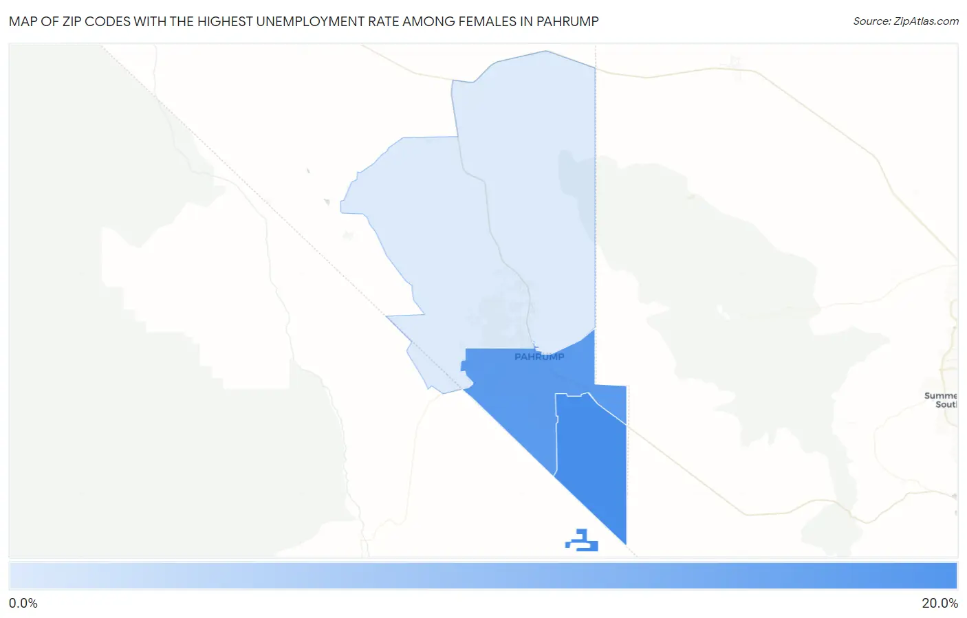 Zip Codes with the Highest Unemployment Rate Among Females in Pahrump Map