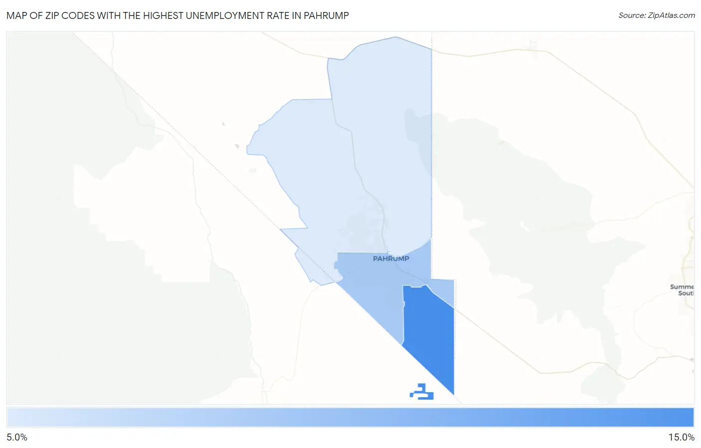 Zip Codes with the Highest Unemployment Rate in Pahrump Map
