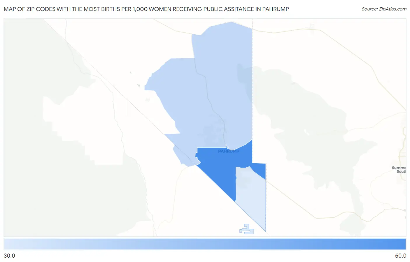 Zip Codes with the Most Births per 1,000 Women Receiving Public Assitance in Pahrump Map