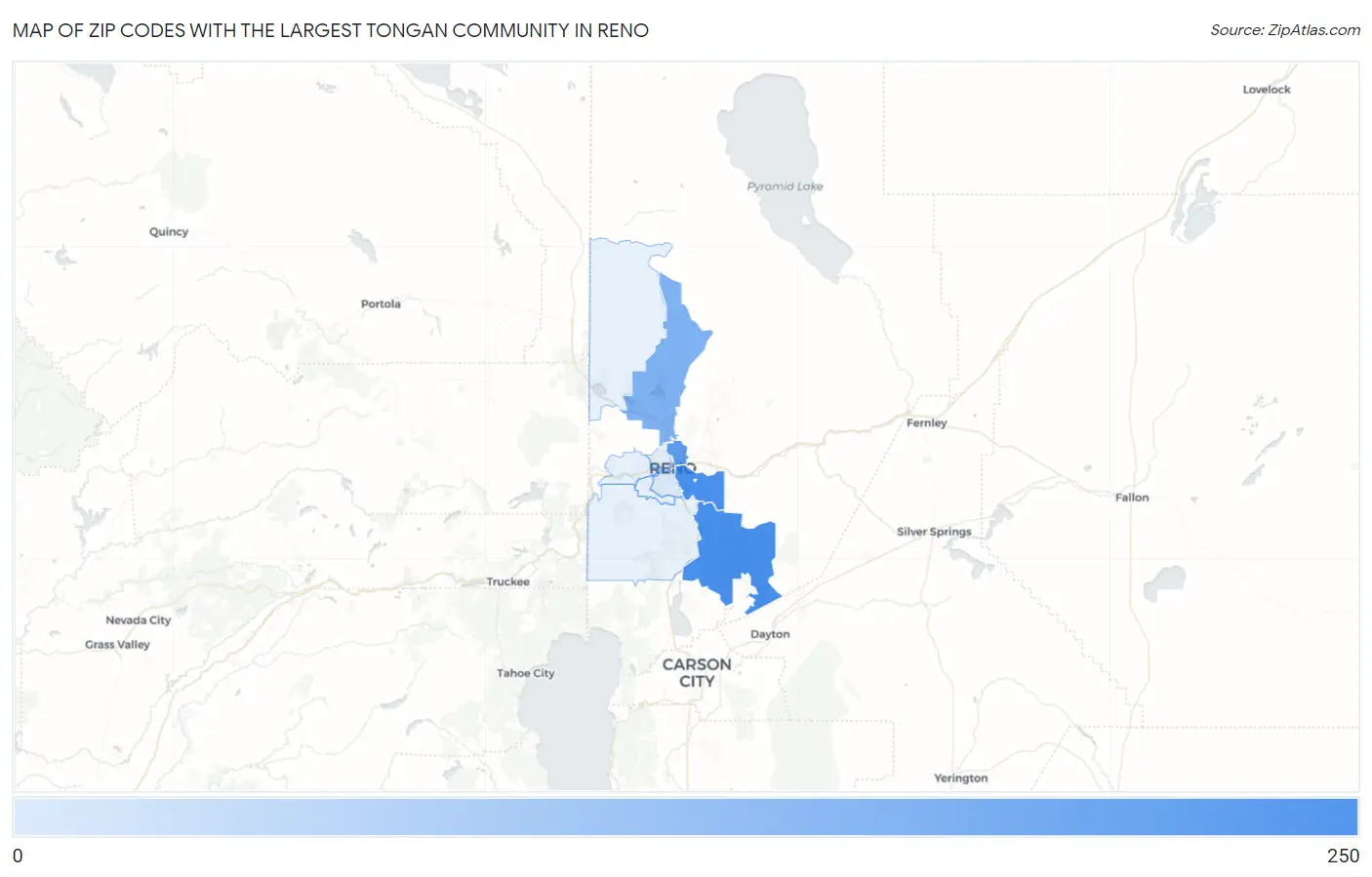 Zip Codes with the Largest Tongan Community in Reno Map