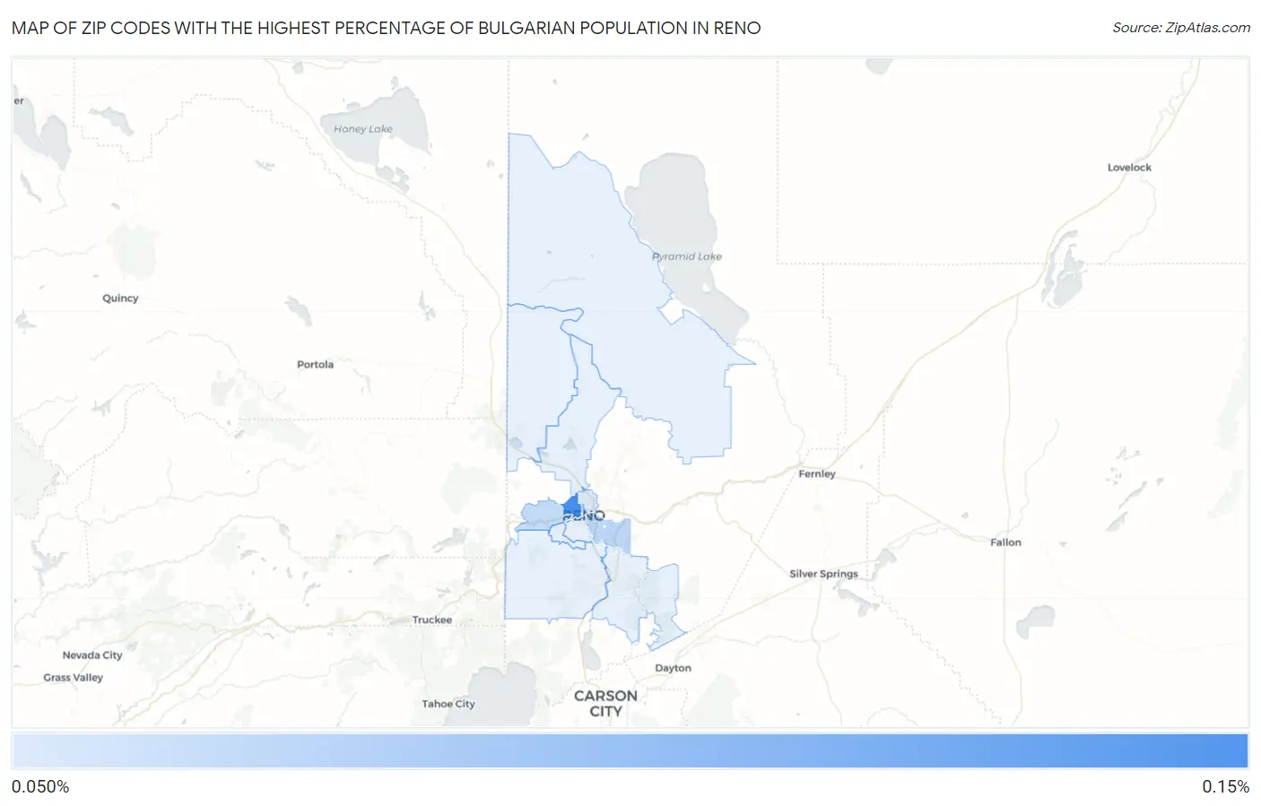 Zip Codes with the Highest Percentage of Bulgarian Population in Reno Map