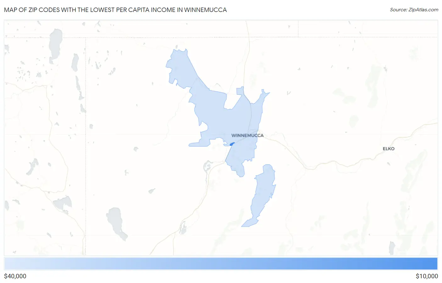 Zip Codes with the Lowest Per Capita Income in Winnemucca Map