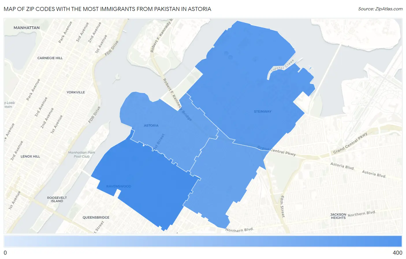 Zip Codes with the Most Immigrants from Pakistan in Astoria Map