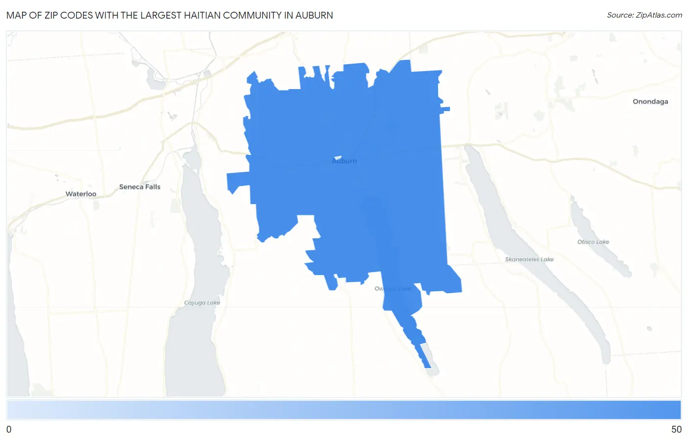 Zip Codes with the Largest Haitian Community in Auburn Map