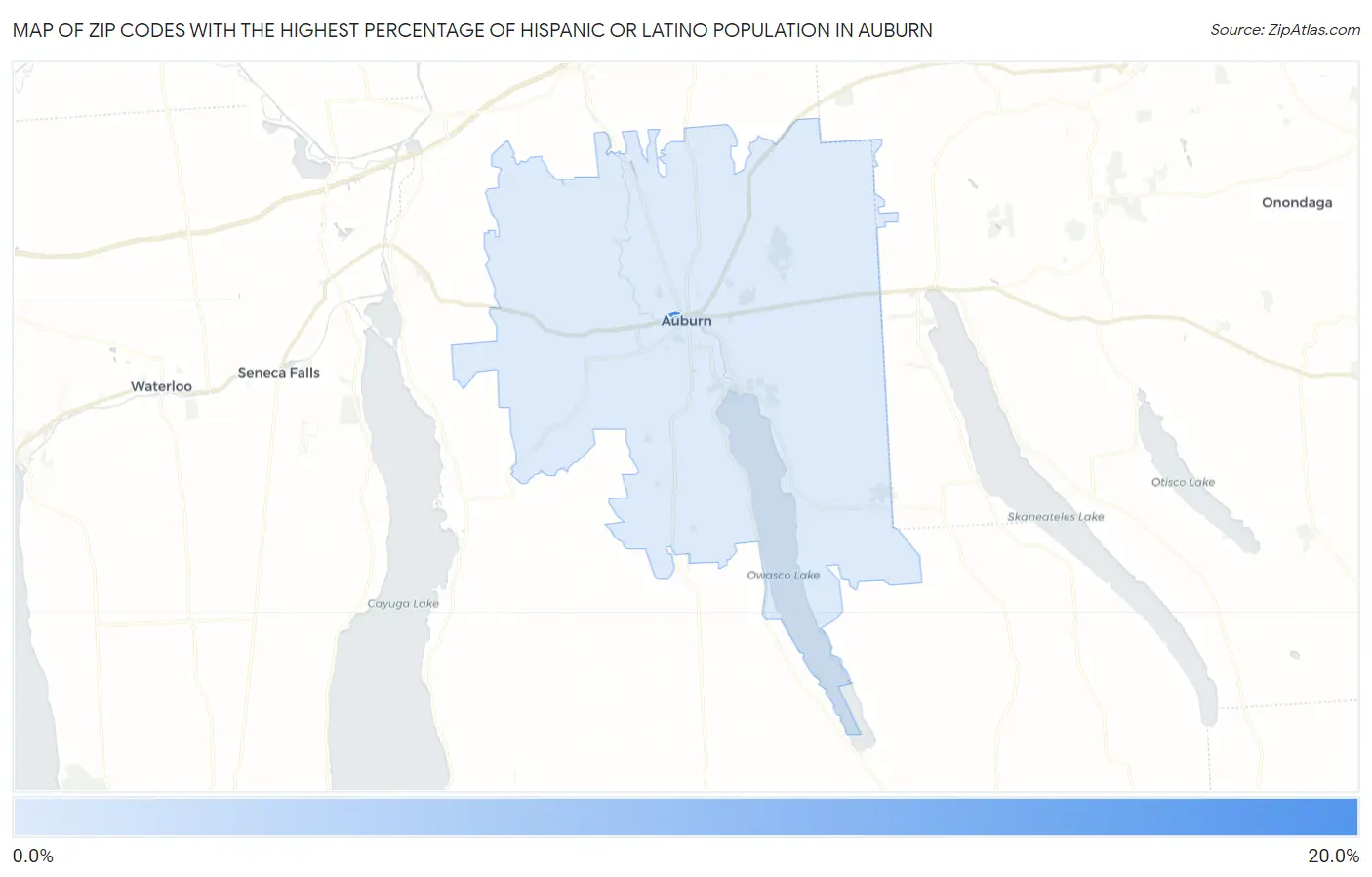 Zip Codes with the Highest Percentage of Hispanic or Latino Population in Auburn Map