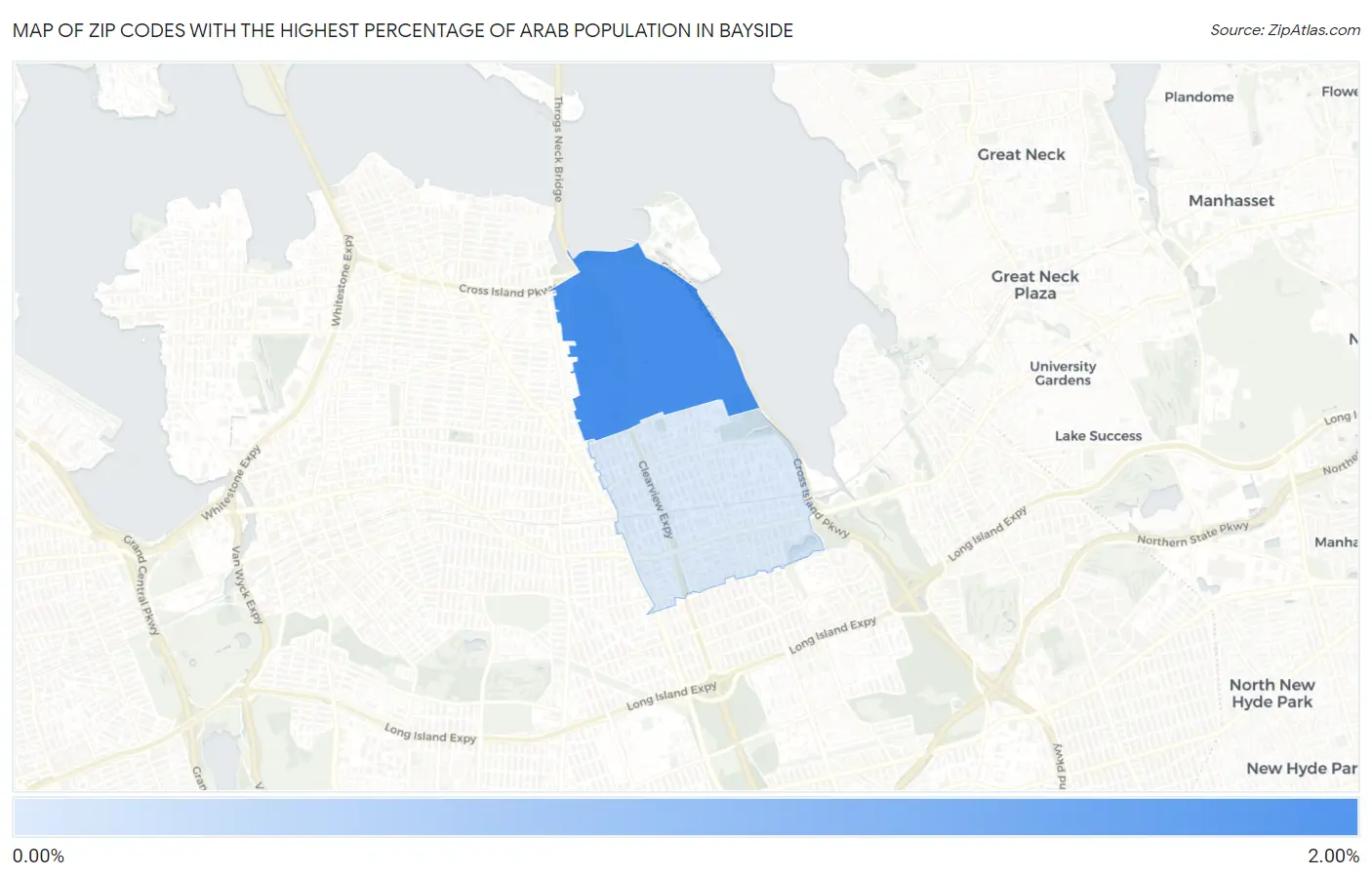 Zip Codes with the Highest Percentage of Arab Population in Bayside Map