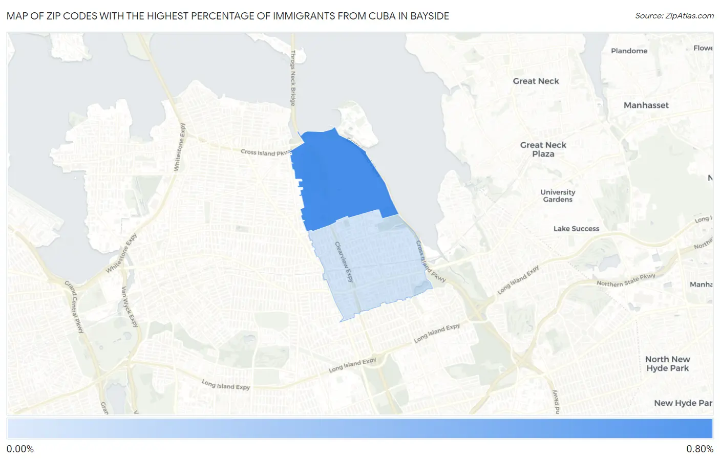 Zip Codes with the Highest Percentage of Immigrants from Cuba in Bayside Map