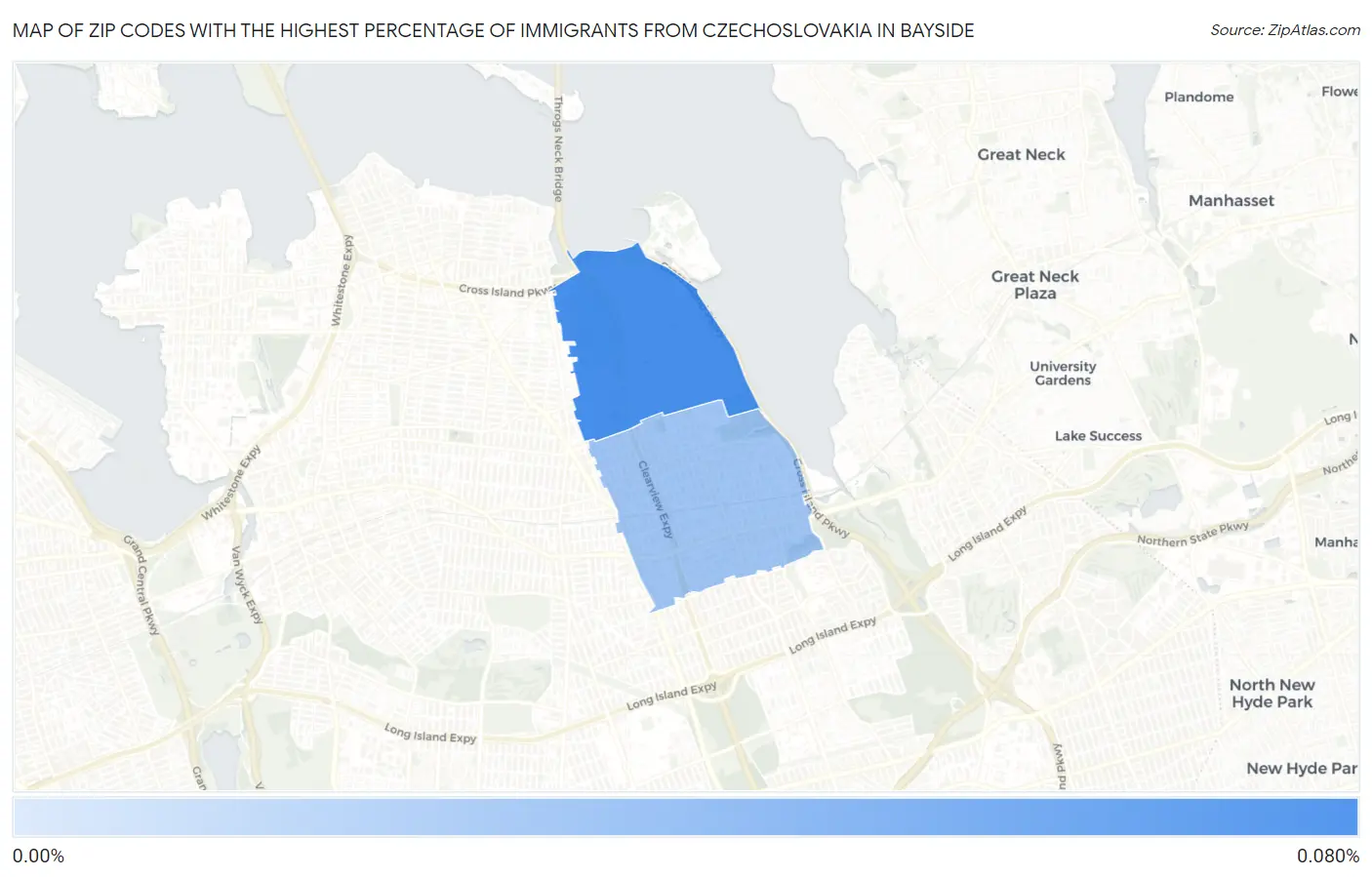 Zip Codes with the Highest Percentage of Immigrants from Czechoslovakia in Bayside Map