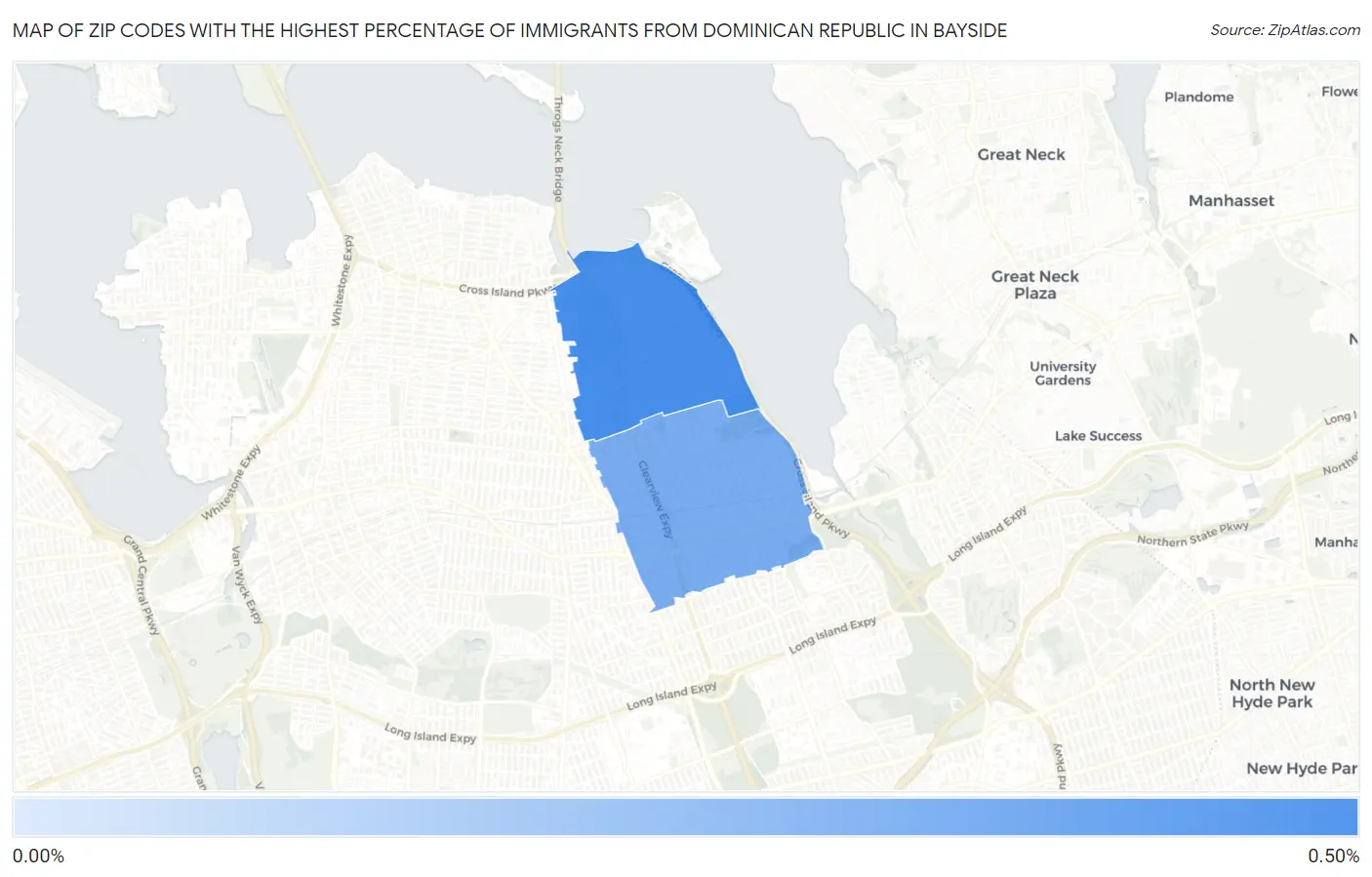 Zip Codes with the Highest Percentage of Immigrants from Dominican Republic in Bayside Map