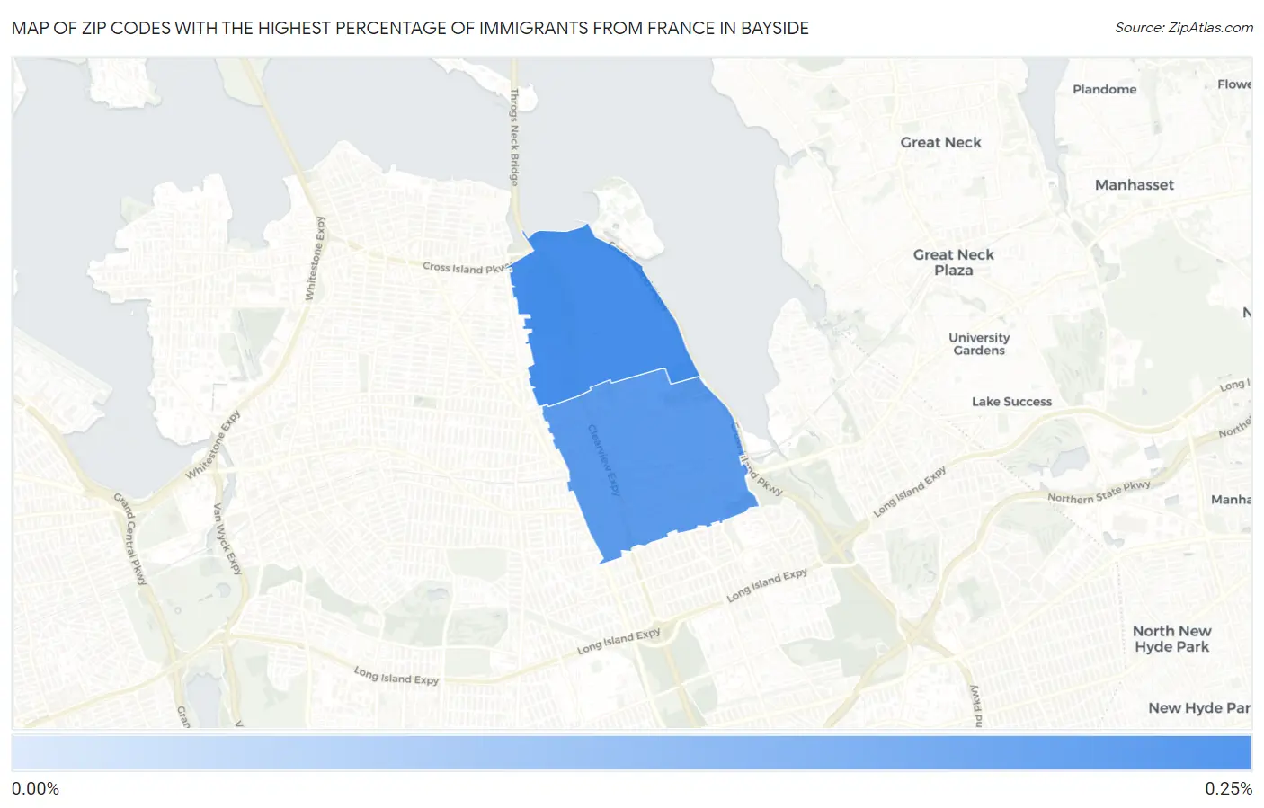 Zip Codes with the Highest Percentage of Immigrants from France in Bayside Map