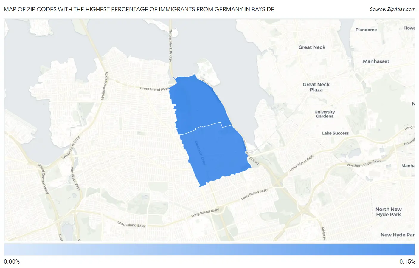 Zip Codes with the Highest Percentage of Immigrants from Germany in Bayside Map