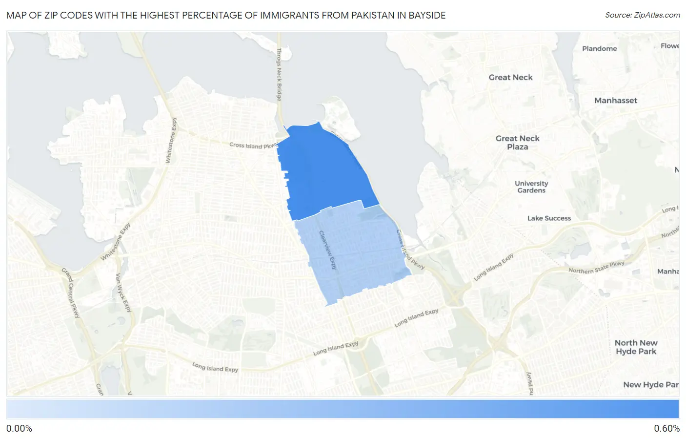 Zip Codes with the Highest Percentage of Immigrants from Pakistan in Bayside Map