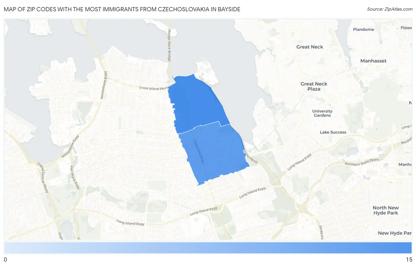 Zip Codes with the Most Immigrants from Czechoslovakia in Bayside Map