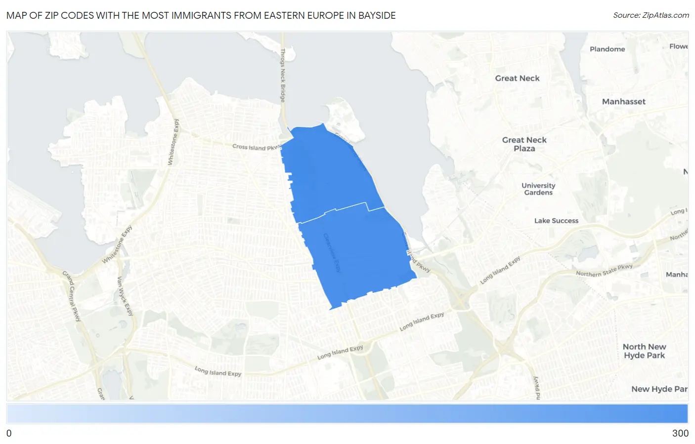 Zip Codes with the Most Immigrants from Eastern Europe in Bayside Map