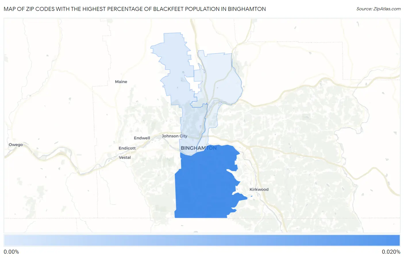 Zip Codes with the Highest Percentage of Blackfeet Population in Binghamton Map