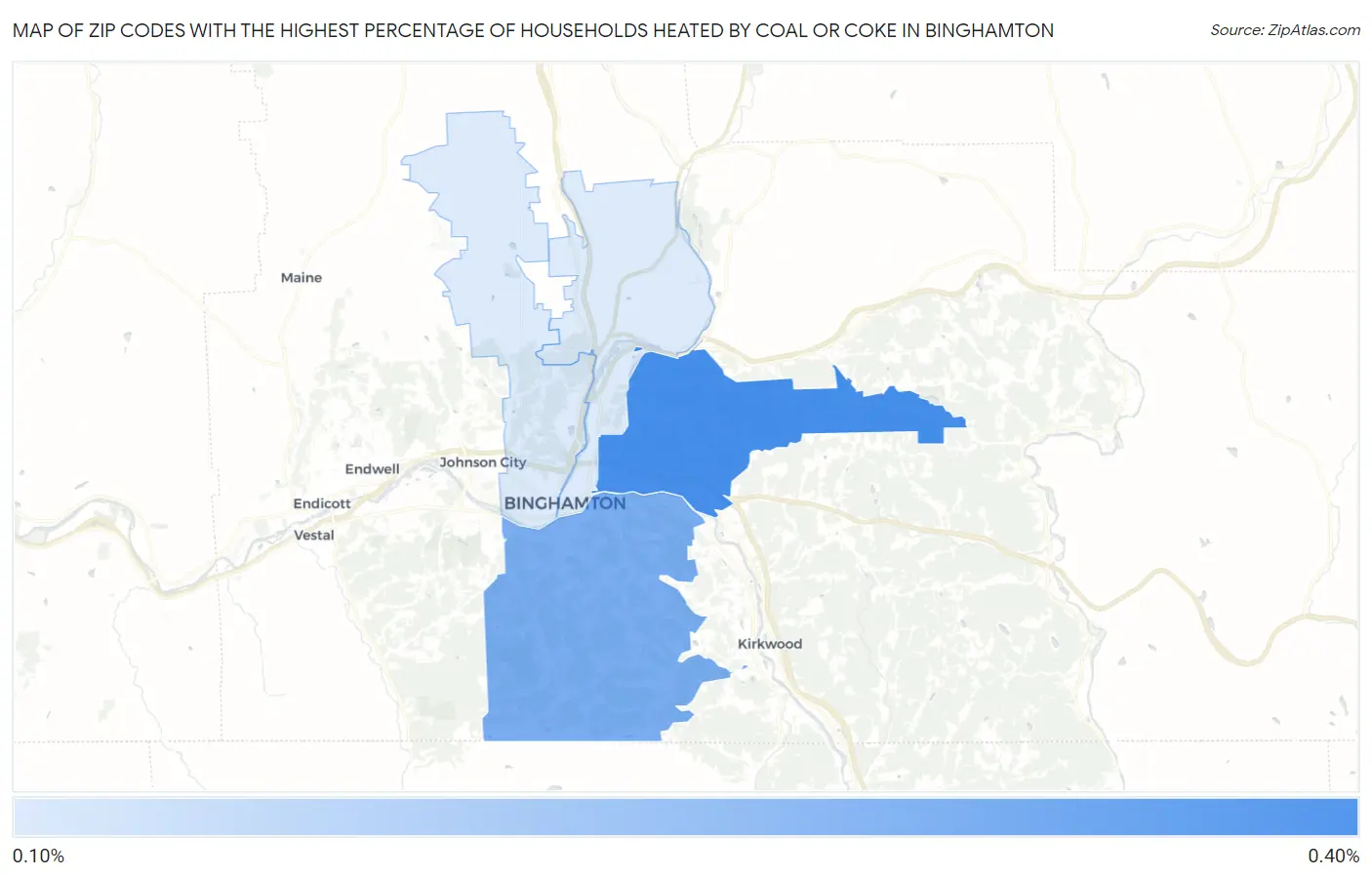 Zip Codes with the Highest Percentage of Households Heated by Coal or Coke in Binghamton Map