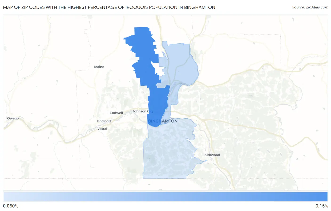 Zip Codes with the Highest Percentage of Iroquois Population in Binghamton Map