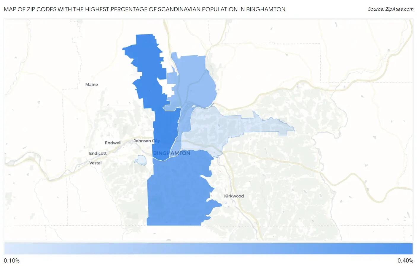 Zip Codes with the Highest Percentage of Scandinavian Population in Binghamton Map