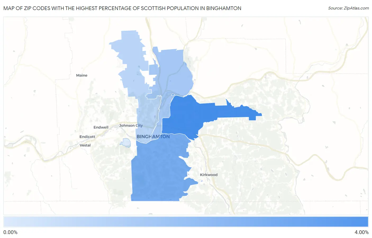 Zip Codes with the Highest Percentage of Scottish Population in Binghamton Map