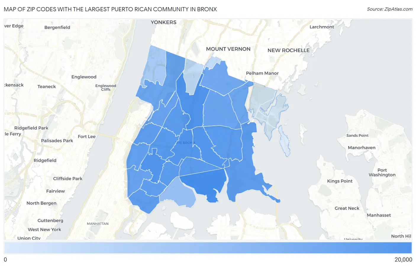 Zip Codes with the Largest Puerto Rican Community in Bronx Map