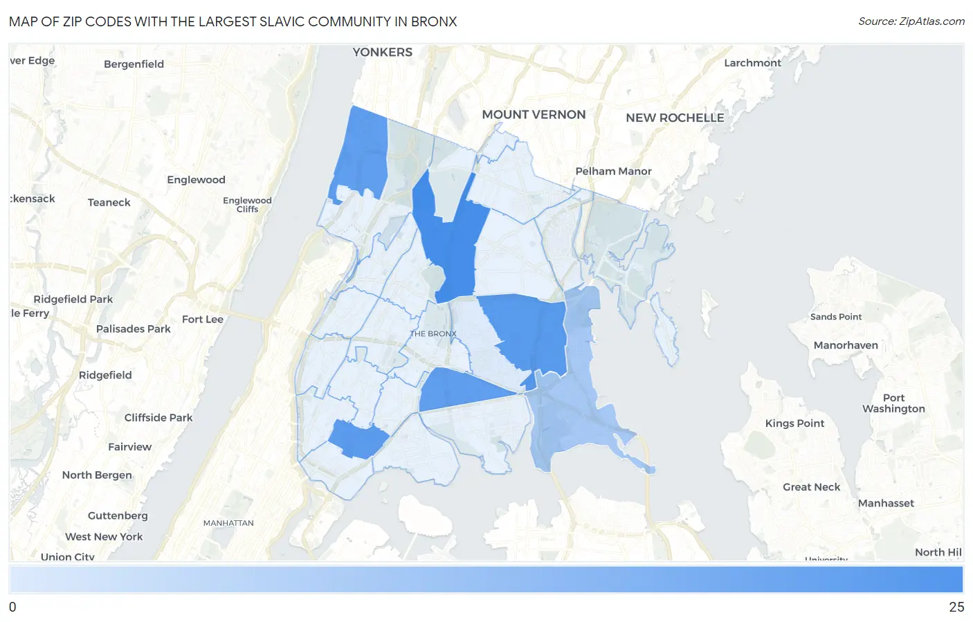 Zip Codes with the Largest Slavic Community in Bronx Map