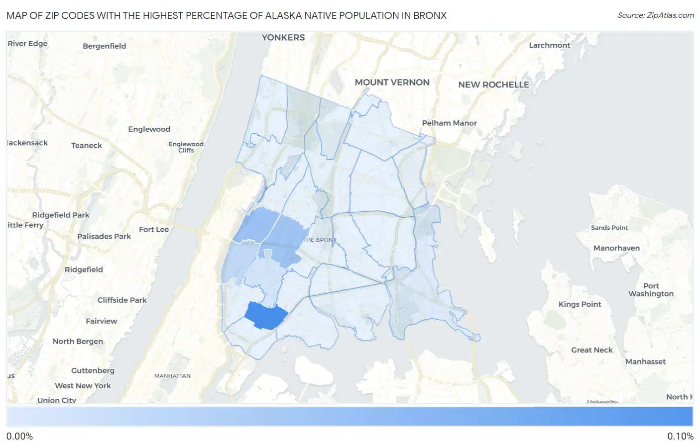 Zip Codes with the Highest Percentage of Alaska Native Population in Bronx Map