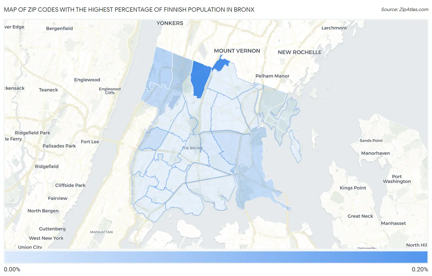 Zip Codes with the Highest Percentage of Finnish Population in Bronx Map
