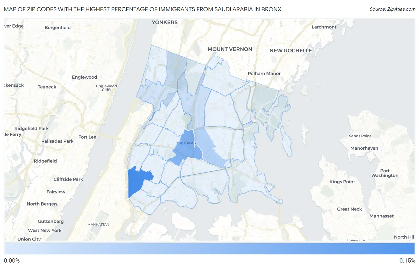 Zip Codes with the Highest Percentage of Immigrants from Saudi Arabia in Bronx Map