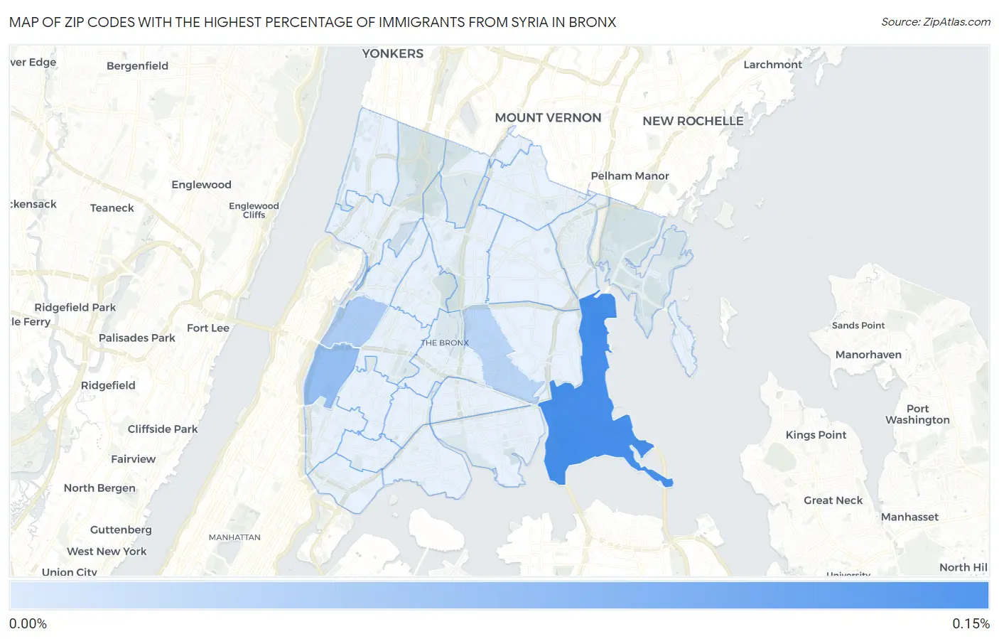 Zip Codes with the Highest Percentage of Immigrants from Syria in Bronx Map