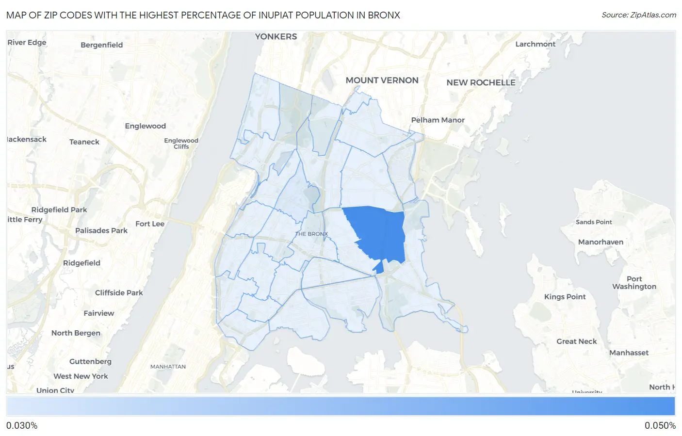 Zip Codes with the Highest Percentage of Inupiat Population in Bronx Map