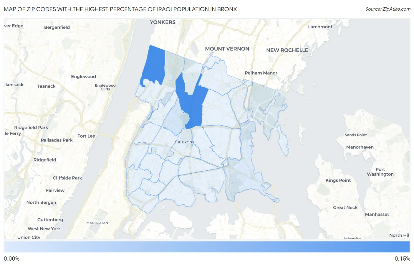 Zip Codes with the Highest Percentage of Iraqi Population in Bronx Map
