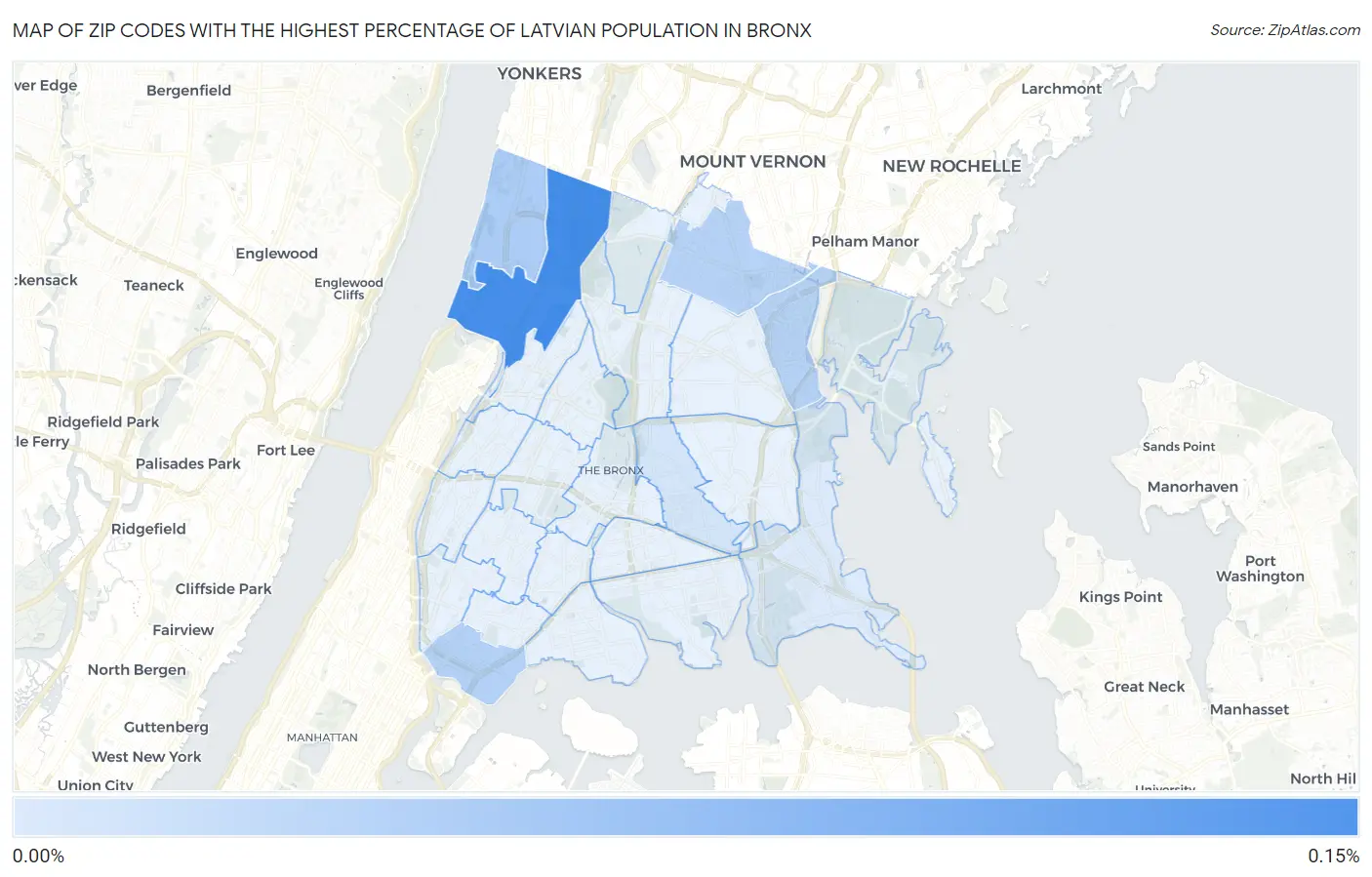 Zip Codes with the Highest Percentage of Latvian Population in Bronx Map