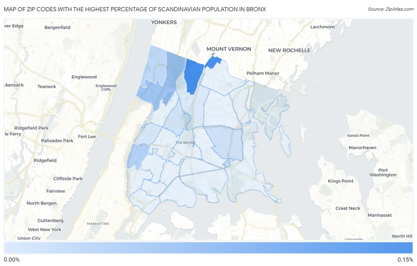 Zip Codes with the Highest Percentage of Scandinavian Population in Bronx Map