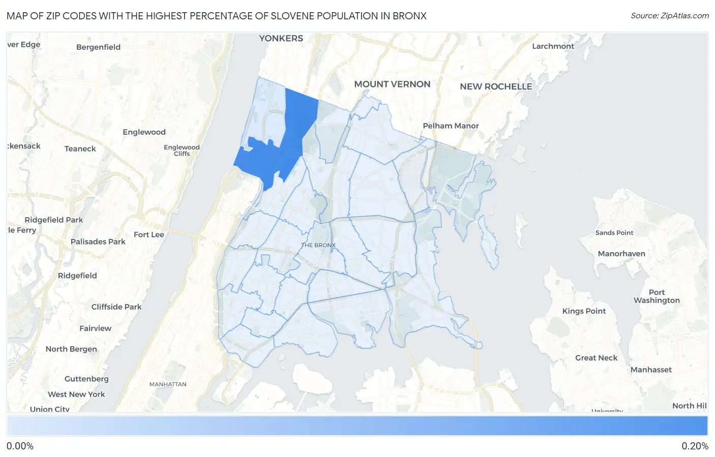 Zip Codes with the Highest Percentage of Slovene Population in Bronx Map